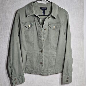 Charter Club Cotton Elastane Blend Green "Jean' Jacket Lots of pockets! Size XL